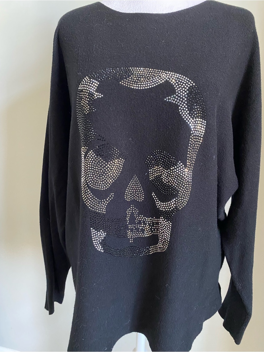 Black Rhinestone Skull Sweater - Picture 2 of 6
